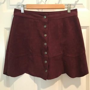 American Eagle Size 8 Deep Purple Snap Suede Skirt